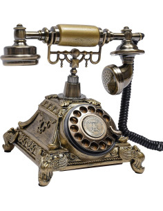 Teléfono Vintage de Disco Retro Kreiaoer Bronce 25.5x17.5cm 2