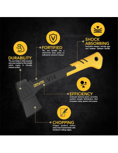 Hacha de Camping LEXIVON LX-V14, 35.5 cm, Fibra de Vidrio 2