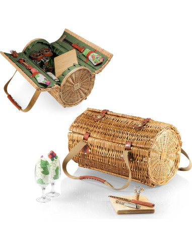 Cesta de Picnic de Vino y Queso Verona Picnic Time - Verde Pino