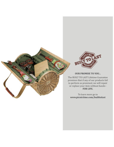 Cesta de Picnic de Vino y Queso Verona Picnic Time - Verde Pino