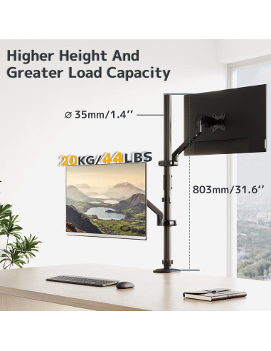 Soporte de Monitor Alto WORLDLIFT 80 cm Ajustable Negro