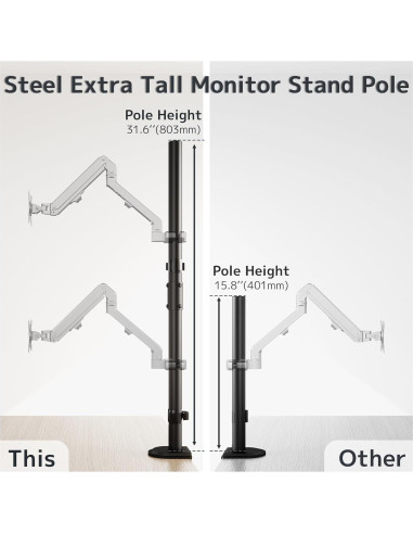 Soporte de Monitor Alto WORLDLIFT 80 cm Ajustable Negro