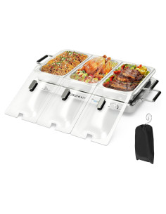 Buffet Calentador Eléctrico COSTWAY 450W 8 Qt 3 Bandejas