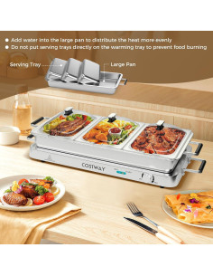 Buffet Calentador Eléctrico COSTWAY 450W 8 Qt 3 Bandejas 2