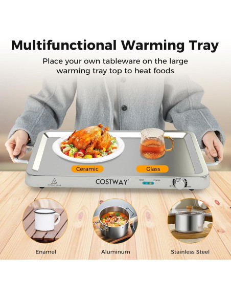 Buffet Calentador Eléctrico COSTWAY 450W 8 Qt 3 Bandejas
