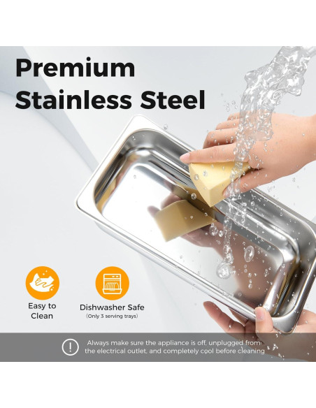 Buffet Calentador Eléctrico COSTWAY 450W 8 Qt 3 Bandejas