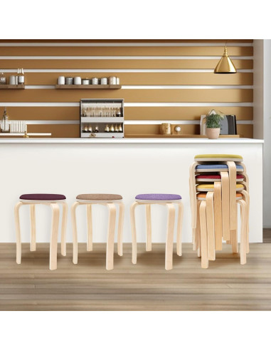 Juego de 8 Taburetes Apilables de Madera MARTEXBUY 48cm