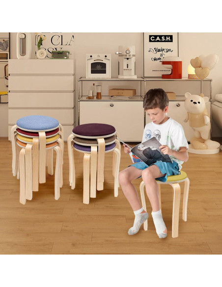 Juego de 8 Taburetes Apilables de Madera MARTEXBUY 48cm