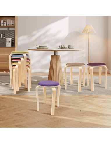 Juego de 8 Taburetes Apilables de Madera MARTEXBUY 48cm