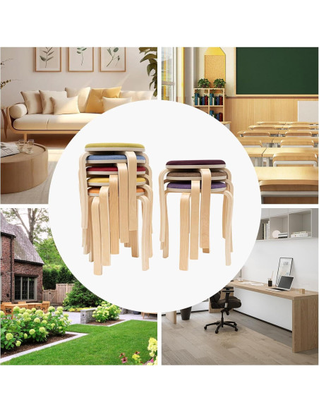 Juego de 8 Taburetes Apilables de Madera MARTEXBUY 48cm