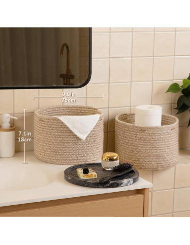 Cesta de Almacenamiento Pequeña OIAHOMY 24.9x24.9x18 cm Marrón