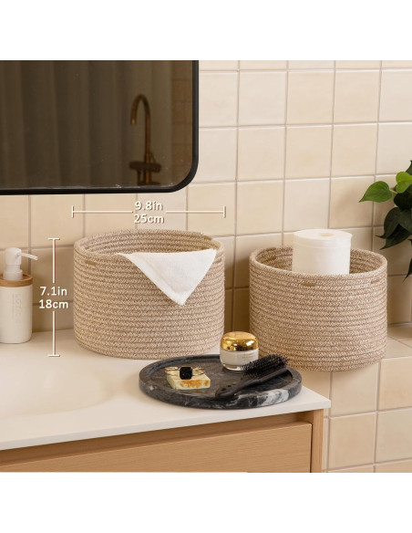 Cesta de Almacenamiento Pequeña OIAHOMY 24.9x24.9x18 cm Marrón