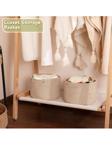 Cesta de Almacenamiento Pequeña OIAHOMY 24.9x24.9x18 cm Marrón