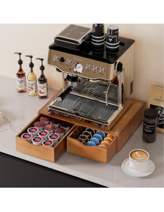 Soporte de K Cup Vecxoty de Madera con 2 Cajones 30 Caps 2