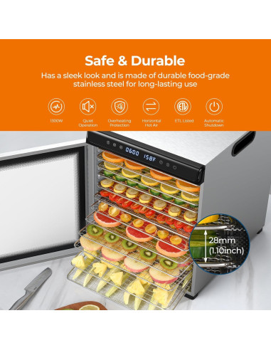 Deshidratador de Alimentos YASHE FD1201 12 Bandejas 1300W