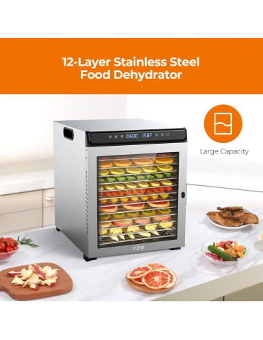 Deshidratador de Alimentos YASHE FD1201 12 Bandejas 1300W