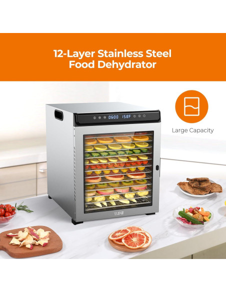 Deshidratador de Alimentos YASHE FD1201 12 Bandejas 1300W