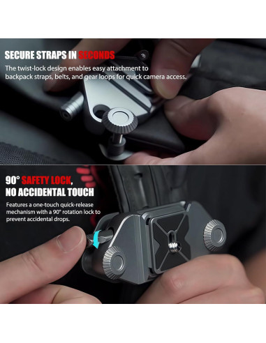 Clip de cámara VELCURIUM para mochila con liberación rápida