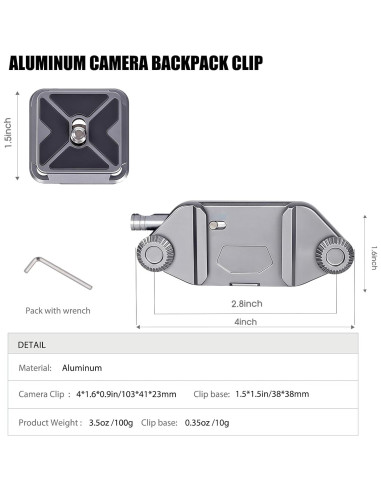 Clip de cámara VELCURIUM para mochila con liberación rápida