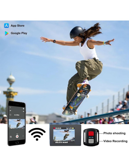 Cámara de acción 4K Uoklohiu D800S con 128GB y accesorios Cámara de acción 4K Uoklohiu D800S con 128GB y accesorios