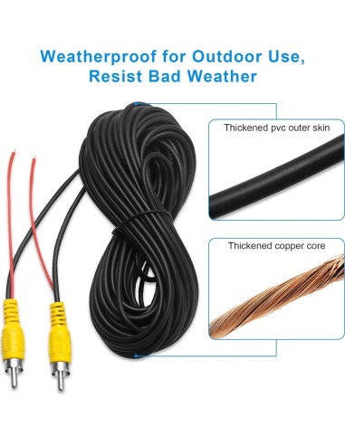 Cable de Video RCA Engrosado LBW 10 Metros para Cámara de Reversa