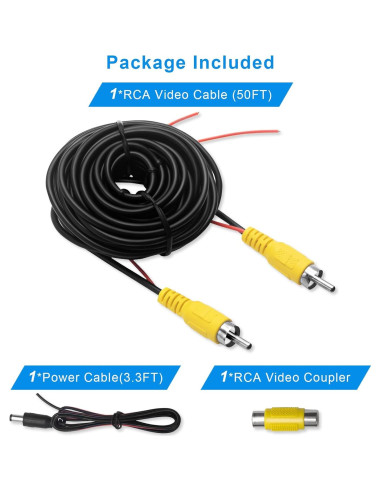 Cable de Video RCA Engrosado LBW 10 Metros para Cámara de Reversa