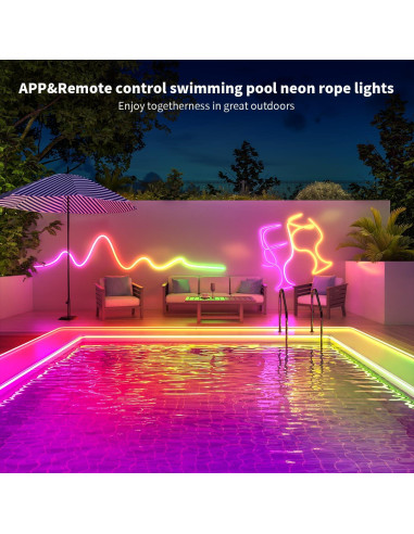 Luces de Cuerda Neón MEIYING 20m RGB-IC LED IP67 Control APP