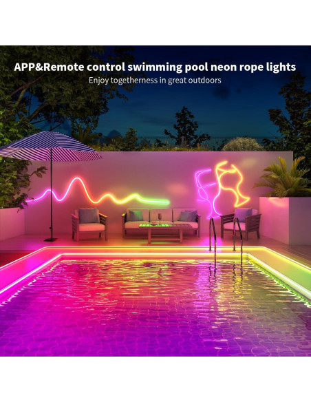 Luces de Cuerda Neón MEIYING 20m RGB-IC LED IP67 Control APP