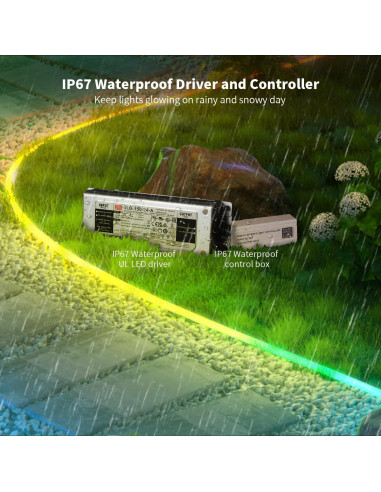 Luces de Cuerda Neón MEIYING 20m RGB-IC LED IP67 Control APP