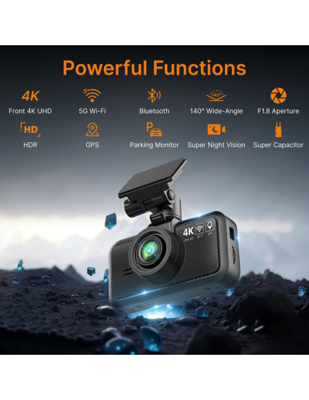 Cámara de Tablero Miofive S1 4K UHD con GPS y Wi-Fi 5G