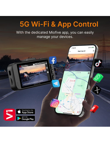 Cámara de Tablero Miofive S1 4K UHD con GPS y Wi-Fi 5G