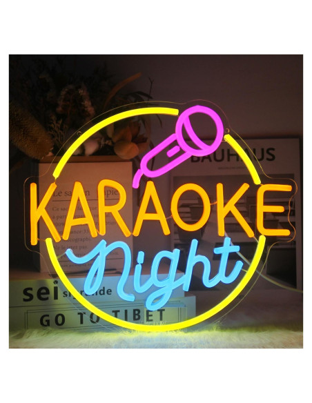 Cartel de Neón Karaoke CKTBLEY 33x32.5cm Decoración Pared