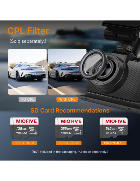 Cámara de Tablero Miofive S1 4K UHD con GPS y Wi-Fi 5G