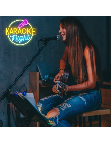 Cartel de Neón Karaoke CKTBLEY 33x32.5cm Decoración Pared