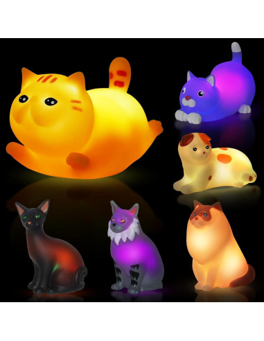 Set de 6 Juguetes de Baño Gato VIBOYLAR con Luz 6.35 cm