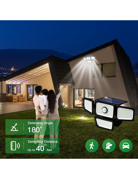 Lámpara Solar 4 Cabezas FAXBOX con Sensor de Movimiento 3000LM Lámpara Solar 4 Cabezas FAXBOX con Sensor de Movimiento 3000LM