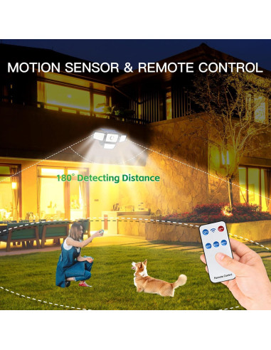 Lámpara Solar 4 Cabezas FAXBOX con Sensor de Movimiento 3000LM