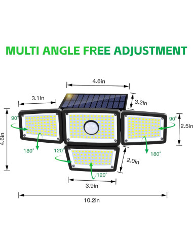 Lámpara Solar 4 Cabezas FAXBOX con Sensor de Movimiento 3000LM