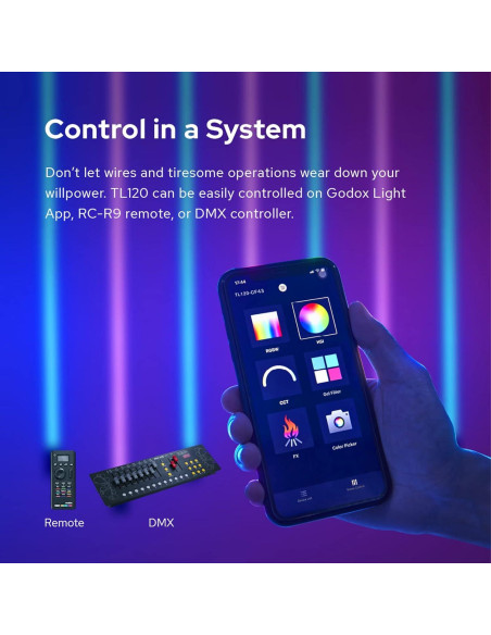 Luz de Tubo Godox TL120 RGB LED Portátil 2700K-6500K Luz de Tubo Godox TL120 RGB LED Portátil 2700K-6500K
