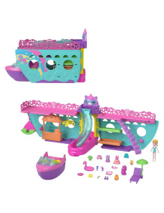 Juego de Barco Polly Pocket Crucero Unicornio 23 Piezas 7.62 cm