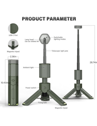 Linterna de Camping Telescópica M KARMATER 10500mAh Verde