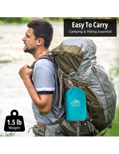 Hamaca de Camping Vigel - Nylon 210T - 274 cm x 137 cm - Gris y Azul