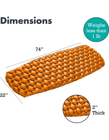 Colchoneta de Dormir Inflable Sleepingo 186.7x54.6cm Naranja