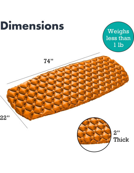 Colchoneta de Dormir Inflable Sleepingo 186.7x54.6cm Naranja