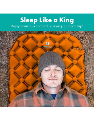 Colchoneta de Dormir Inflable Sleepingo 186.7x54.6cm Naranja