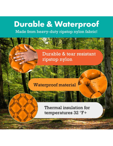 Colchoneta de Dormir Inflable Sleepingo 186.7x54.6cm Naranja