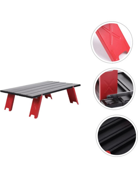 Mesa Plegable de Aluminio Milisten Roja 41.2x29cm para Camping
