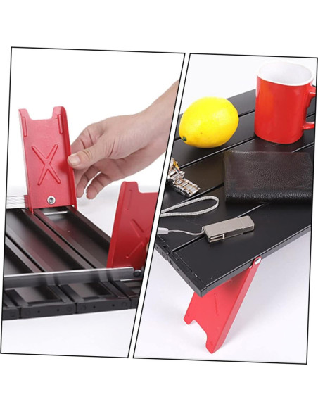 Mesa Plegable de Aluminio Milisten Roja 41.2x29cm para Camping