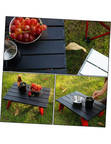 Mesa Plegable de Aluminio Milisten Roja 41.2x29cm para Camping