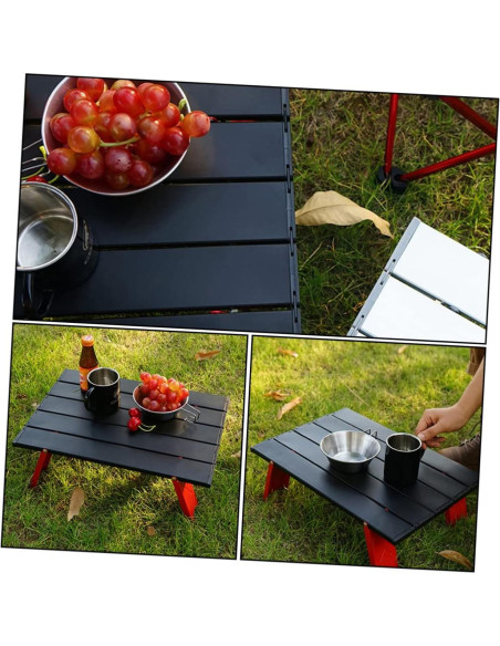 Mesa Plegable de Aluminio Milisten Roja 41.2x29cm para Camping